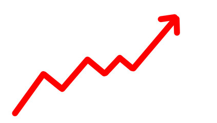 Upward climb A red graph symbolizes success growth and positive trends on transparent background