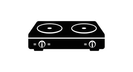 Fototapeta premium Modern Black Double Burner Electric Cooktop with Smooth Surface and Easy Controls
