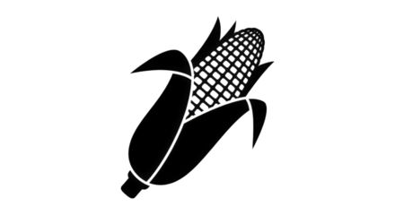 Stylized Outline of an Unhusked Ear of Corn on Black Background
