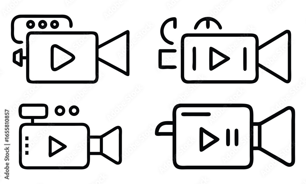 Poster photo camera icon set vector illustration for web and app design