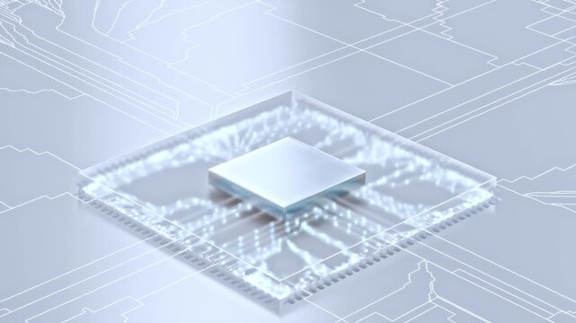 Computer processor of connections and signals animation seamless looping. Network collection of information or electrical circuit patterns. Background elements in Concept technology growth,3D render.