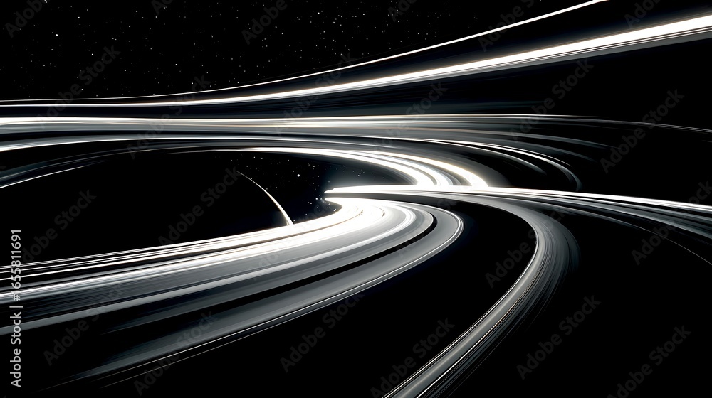Poster abstract space background with black and white lines and stars, creating a modern and futuristic des