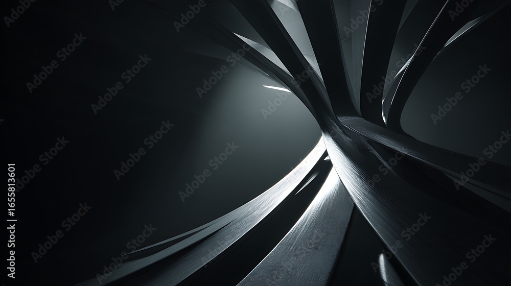 Poster abstract dark background with curved shapes, creating a modern and futuristic design, perfect for ar