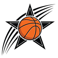 Basketball with Star and Tribal Stripes on White Background sports game
