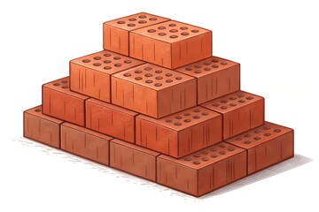 Brick pyramid construction illustration for building and architecture
