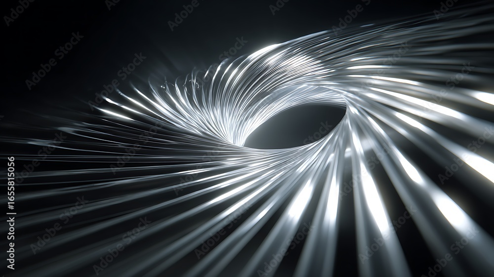 Poster abstract light tunnel with motion blur in a dark background, creating a futuristic and fast effect w