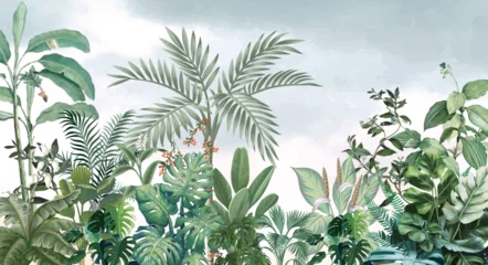 Fototapeten Khaki Palm Trees Tropical Wallpaper, Jungle Landscape Mural Decor, Wall Mural, Wallpaper,Tropical Leaf.   © Sharif