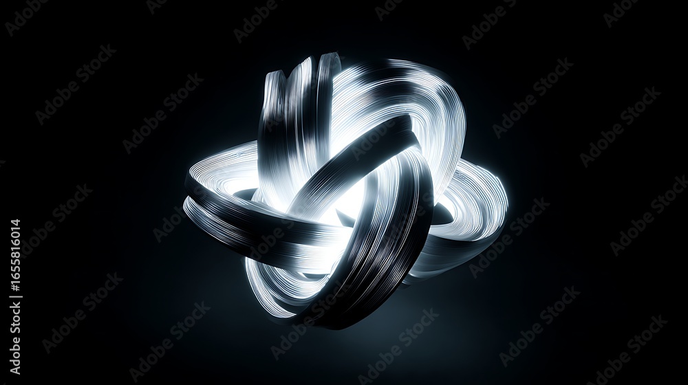 Poster abstract knot shape with glowing light, creating a modern and futuristic design element for digital 