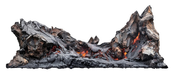 Volcanic lava rock with glowing molten cracks
