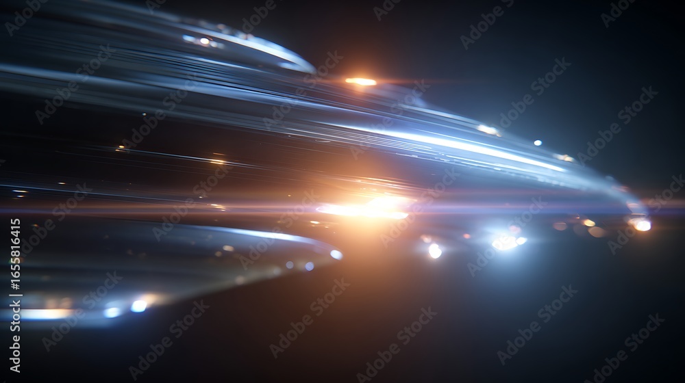 Poster dynamic abstract background with blurred lights and motion, conveying a sense of speed, futuristic t
