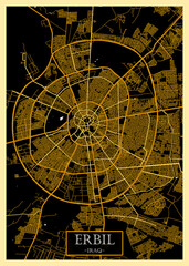 Erbil Iraq City Map. city background abstract printable travel art banner, modern city background, abstract paint urban background