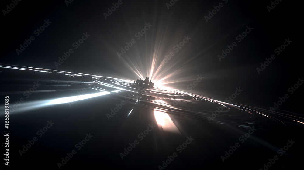 Poster abstract futuristic light beams emanating from a central point, creating a dynamic and technological