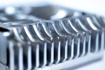 Modern CPU cooler detail shows high tech performance components