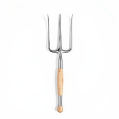 Fototapeta premium Three-Tined Garden Hoe with Wooden Handle isolated on White Background