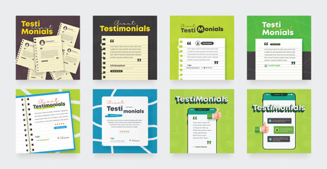 Customer Feedback Testimonial Social Media Post Template Set