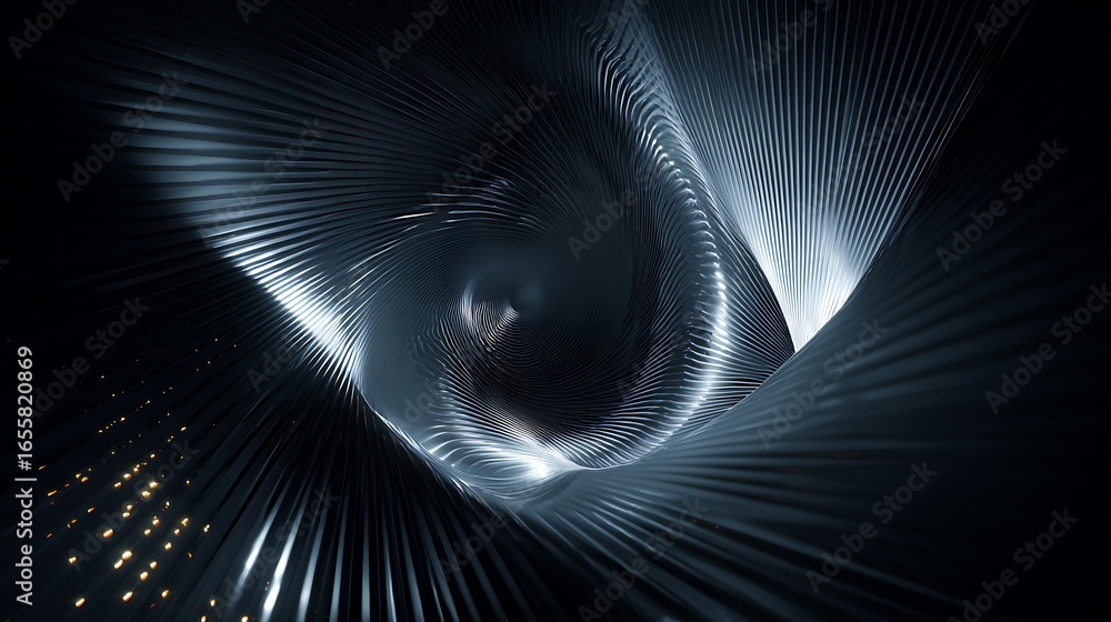 Poster abstract futuristic tunnel with a mesmerizing pattern of light and shadow, creating a sense of depth