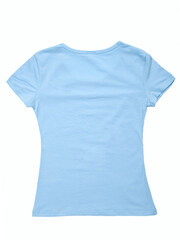 Blue short-sleeved shirt with a white background picture