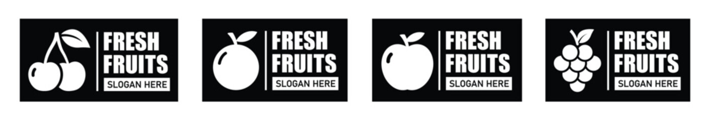 Fresh fruits logo labels icon, vector illustration