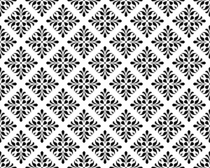 Flower geometric pattern. Seamless vector background. White and black ornament.