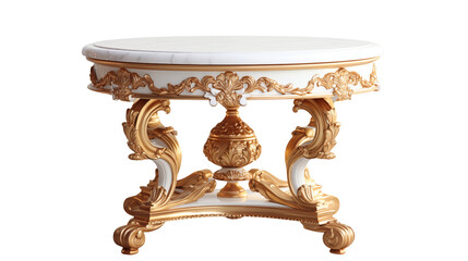 Elegant marble-top table with ornate gold detailing perfect for luxury interior design