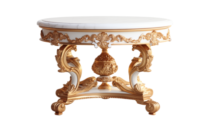 Elegant marble-top table with ornate gold detailing perfect for luxury interior design
