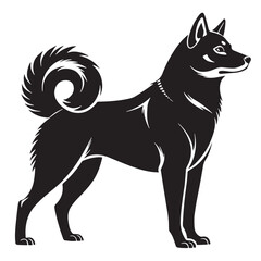 black shiba Silhouette Vector, High Quality Illustration on White Background