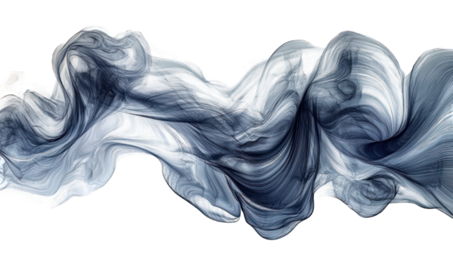 Swirling abstract ribbon of smoke, ethereal, delicate, flowing into darkness