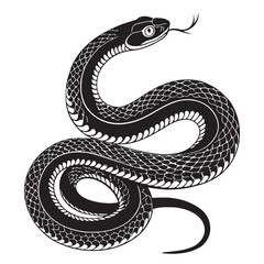 black snake Silhouette Vector, High Quality Illustration on White Background