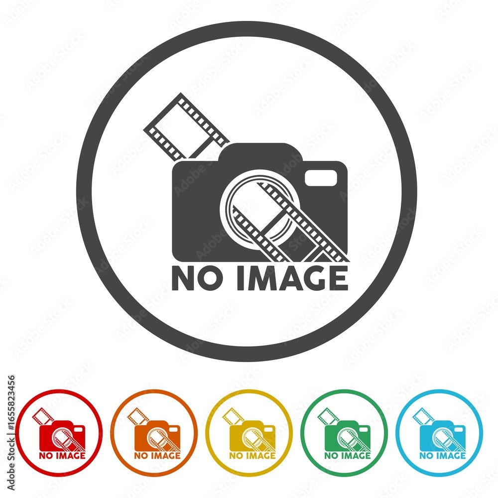 Poster no image vector symbol, missing available icon. set icons in color circle buttons