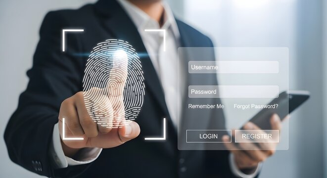 Fingerprint authentication security system biometric identification access control technology scan id login