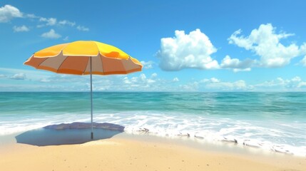 Fototapeta premium Sunshine & Sand: Beach Leisure in Summer with Blue Skies