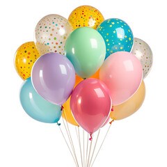 birthday balloons isolated in transparent background