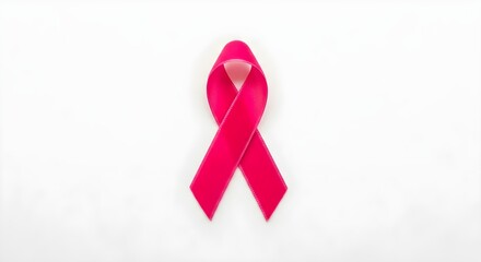 A pink ribbon on a plain white background