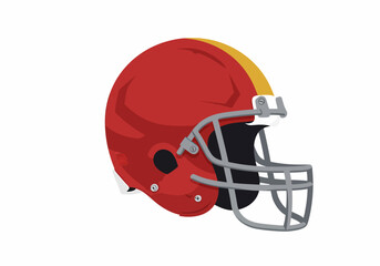 Fototapeta premium American Football Helmet Illustration Side View, Red and Gold Design