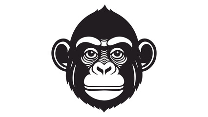 monkey face shape vector illustration, dark blue shape of a monkey face vector shape illustration