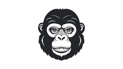 simple funny looking smiling monkey head face shape vector illustration © Giorgi