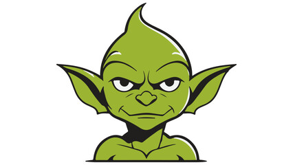 simple smiling goblin from shoulders to head vector illustration
