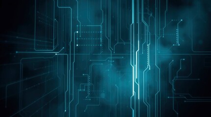 Fototapeta premium A dark blue technological grid with bright lines resembling circuits creating a futuristic hightech atmosphere