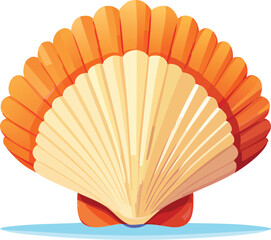 Orange seashell design, perfect for ocean, summer, marine, and beach illustrations. Generative AI