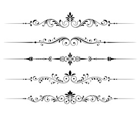 Obraz premium Elegant Decorative Dividers and Borders Ornament with Swirls and Flourishes for Invitation Cards and Wedding Designs