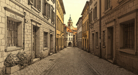 Old european city alleyway