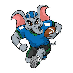 Elephant mascot playing American football vector illustration design