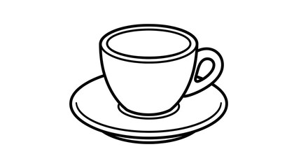 Obraz premium Line Art Coffee Cup on Saucer in Minimalist Style