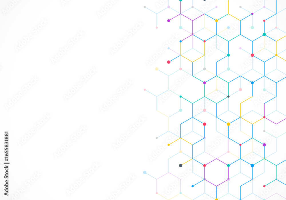 Poster graphic design element with abstract geometric background of simple hexagon pattern