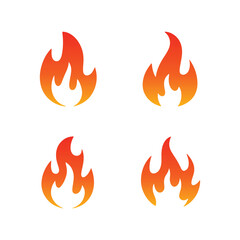 Set of four orange and red fire flame icons