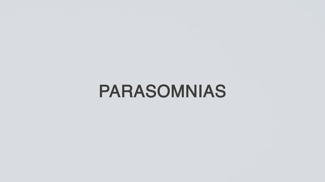 Parasomnias stethoscope concept illustration illustrative word text medicine diagnosed with hand holding stethoscope on white background for sleep disorder awareness