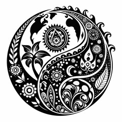 Global Paisley Blend vector clean black silhouette design white background