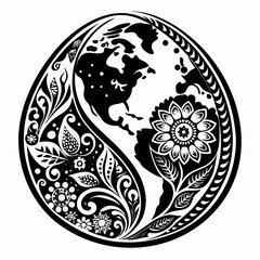 Global Paisley Blend vector clean black silhouette design white background