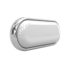 A single white pill with a metallic silver border and a glossy finish presented isolated on a transparent background for easy integration into designs isolated on transparent background
