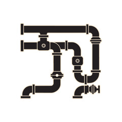Pipeline system black silhouette plumbing pipes industrial design vector illustration design,